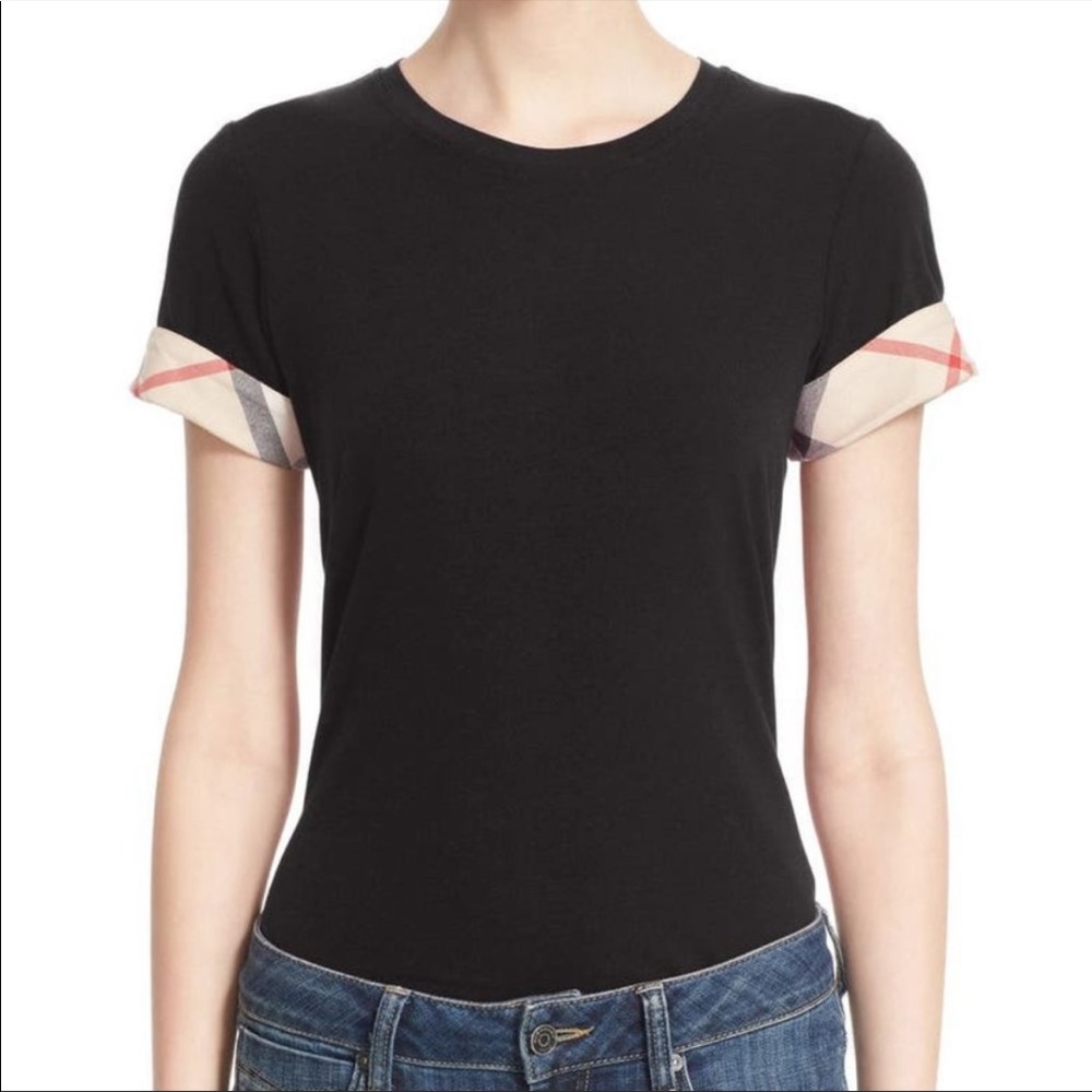 COPY - burberry check trim tee